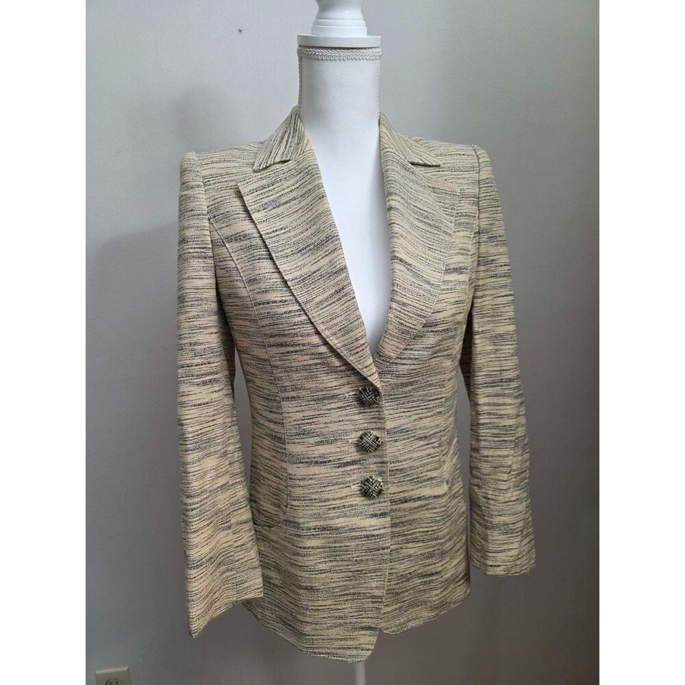 Vintage Valentino Miss V Silk Wool Blazer Jacket Italy Size 40/6 Textured
